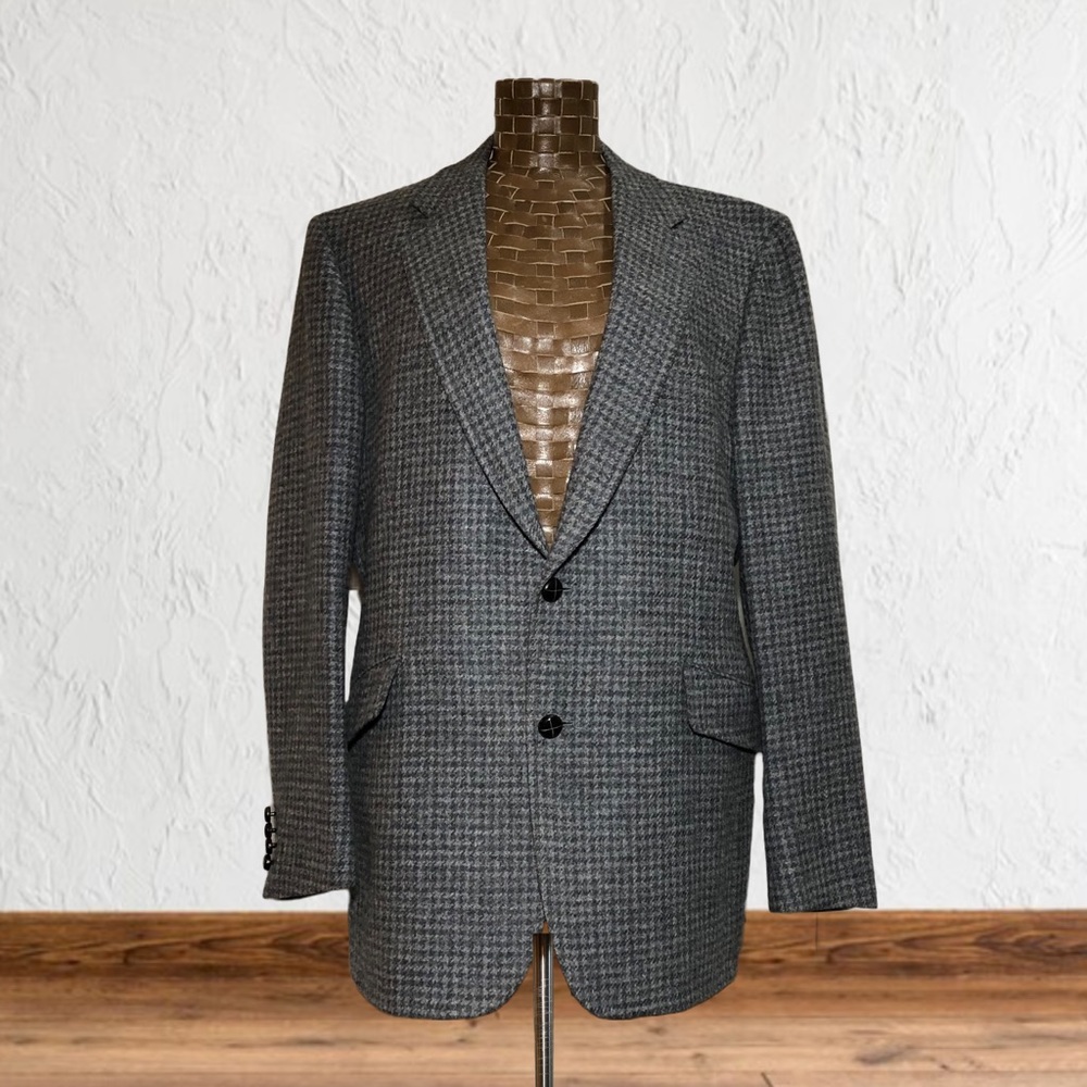 Vintage Samuelsohn Grey Tweed Houndstooth Blazer - Picture 3 of 17